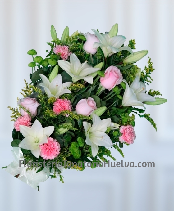 Ramo funerario blanco y rosa