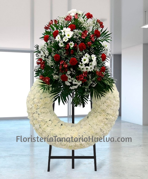 Corona funeraria blanca de claveles