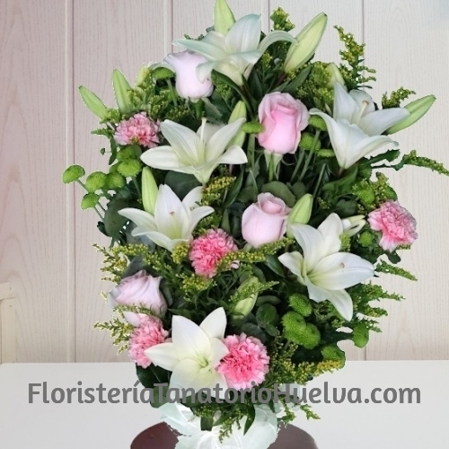 Ramo Funerario Blanco Rosa Huelva, Enviar Flores de Condolencia