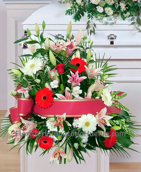 Centro floral para difuntos gerberas y liliums