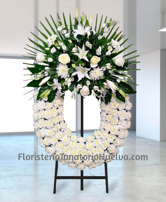 Corona de flores para difuntos Blanca Clásica