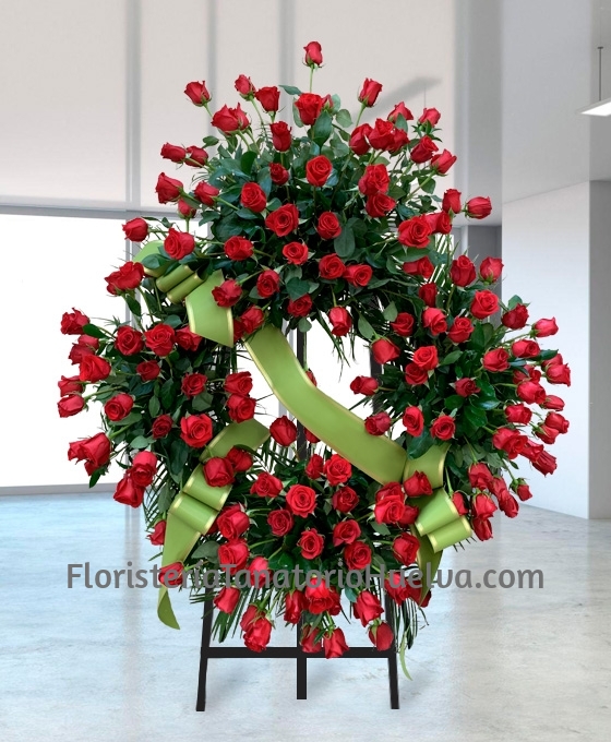 Corona de flores para difuntos Supreme Rosas Rojas