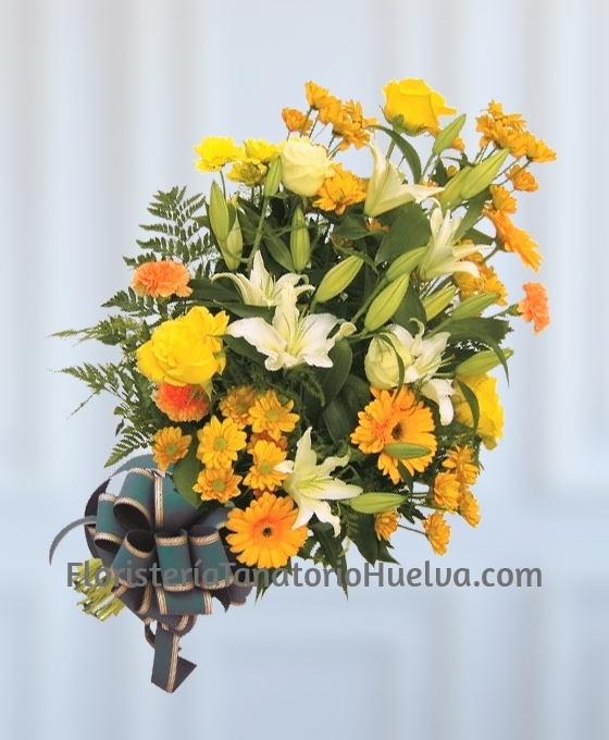 Ramo funerario en tonos amarillos