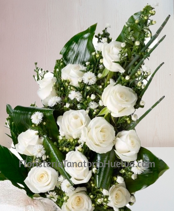 Ramo de 12 rosas blancas fúnebres