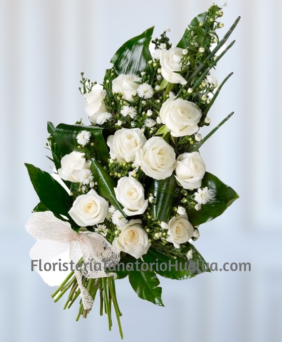 Ramo funerario de 12 rosas blancas